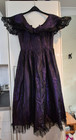 Ladies UK size ~10-12 evening gothic party dress purple taffeta black lace trim