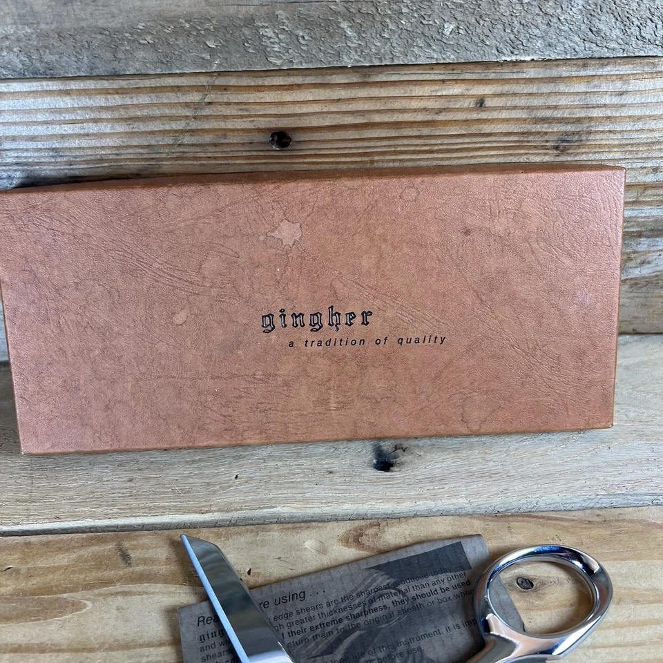 Vintage Gingher Chrome True Left-Hand Scissors w/Box - Image 4 of 4