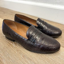 Vintage Lauren Ralph Lauren Leather Loafers Dark Brown Crocodile Print Men  s 9