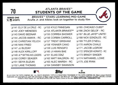 2024 Topps Series 1 Stundents of the Game/Acuna #70 TS1 - Picture 2 of 2