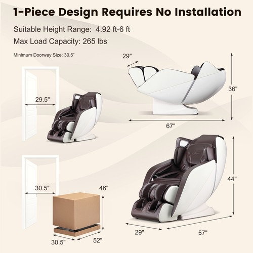 Comfort Full Body Massage Chair w/ Voice Control Heat Foot Roller - Picture 2 of 23