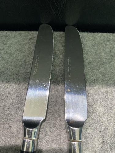 2 Stanley Roberts SPECTRUM BLACK Handle  DINNER Knives Flatware - Photo 4/21