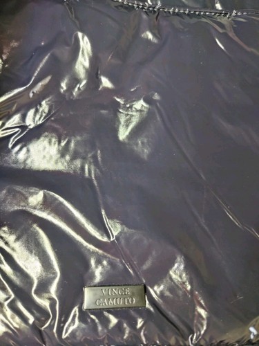 Vince Camuto große schwarze gefütterte Schultertasche glänzend neu mit Etikett Reißverschluss - Bild 14 von 16