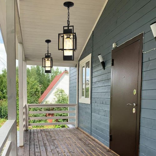 Versatile 15" Black Metal Lantern Light - Indoor/Outdoor, Dimmable LED Included - Picture 9 of 9