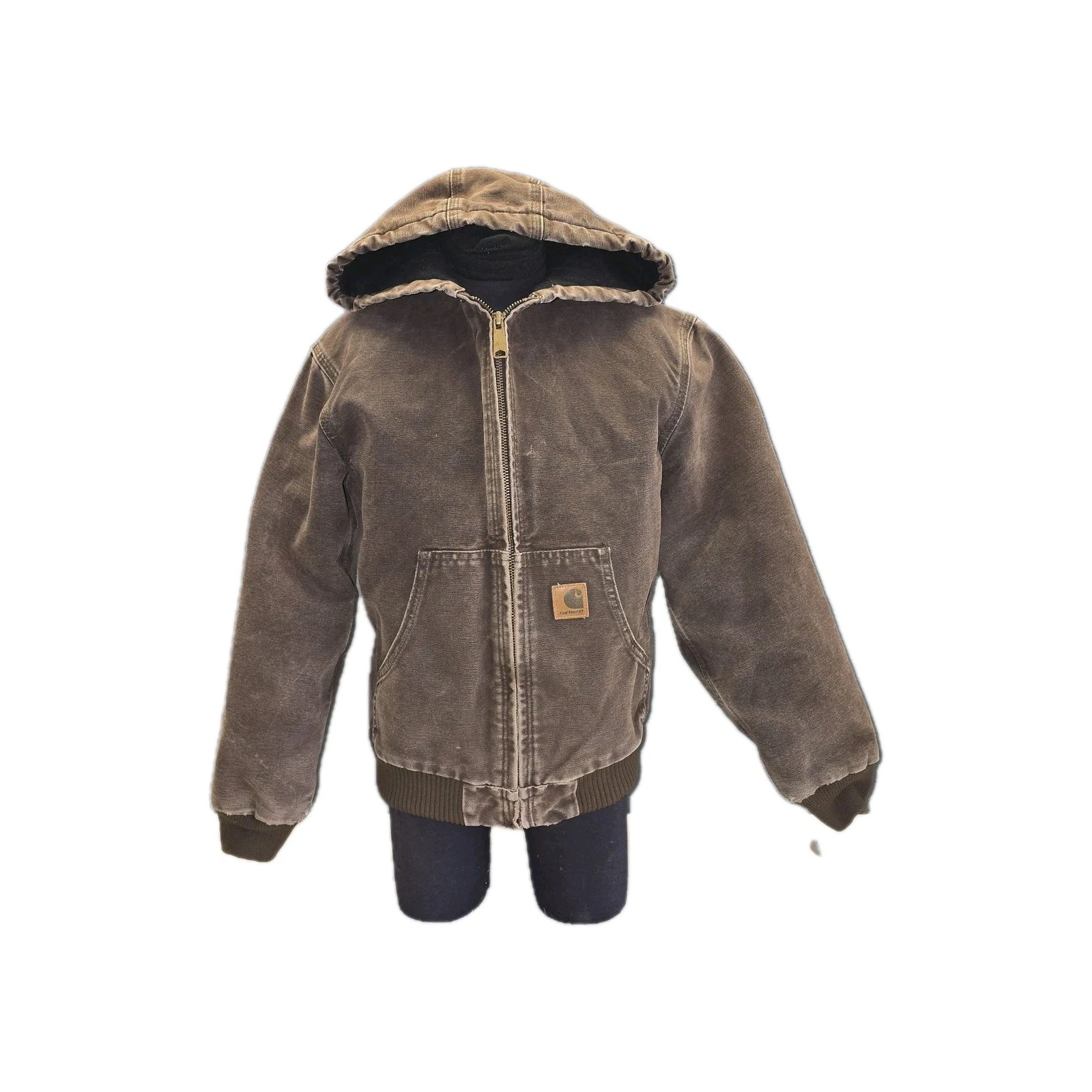 Carhartt Sandstone Jacket Quilt Lined Youth L (10/12) YYJ130 DKB Dark Brown Worn