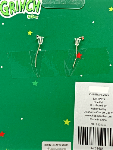 Dr. Seuss The GRINCH NEW Grinch Hand Teardrop Earrings 1.84" x 1.15" - Picture 4 of 4