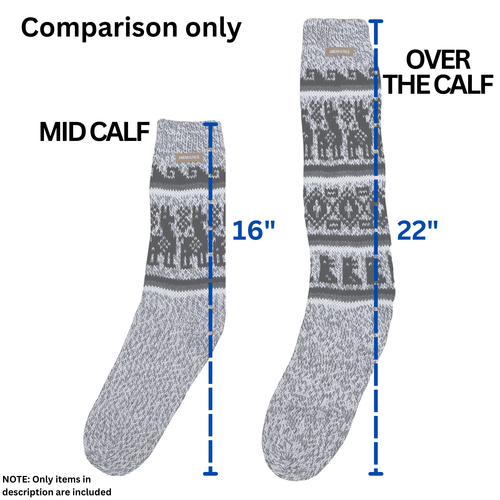 HANDMADE ANDEAN ALPACA MID CALF GRAY SOCKS - Picture 4 of 6