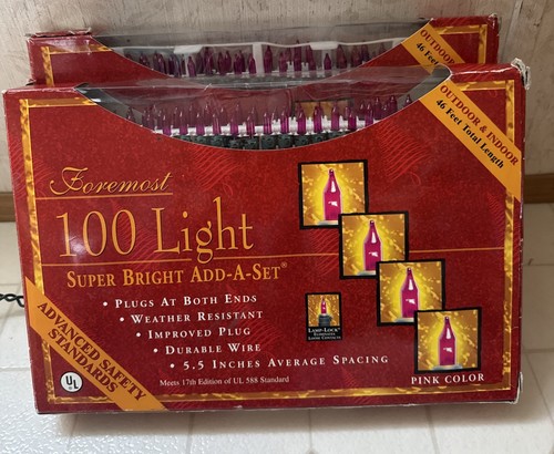 Foremost 2 Sets Of 100 Pink Christmas Light Holiday Green Cord - Picture 1 of 4