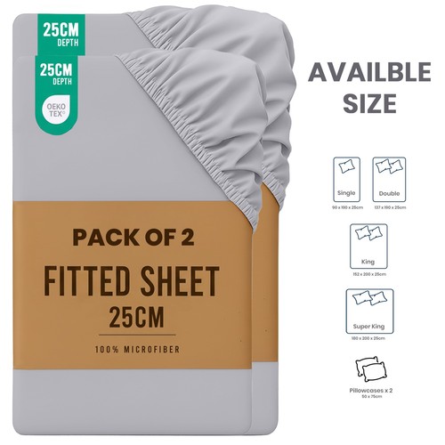 Tiefe Passform Bettwäsche Hotelqualität Single Double King Size Spannbettlaken 2er Pack - Bild 17 von 114