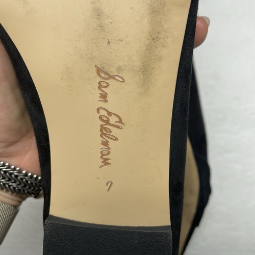 Sam Edelman Wheaton Flats Black Suede Pointed Toe Ballet Knot Slip Ons Size 7 - Picture 8 of 8