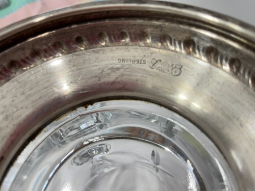 Sheffield Sterling Silver Base Crystal Creamer & Sugar Bowl Set Cut Stars marked - Bild 4 von 10