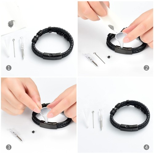 Feuerbestattung Schmuck Urnenarmband für Asche geflochten Leder Gedenkurne Armreif Esche - Bild 3 von 7