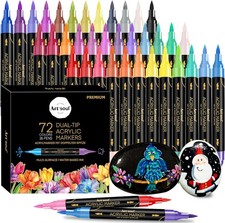 72 Colors Acrylic Paint Pens, 36 Pack Dual Tip Acrylic Paint Pens Markers for Ro