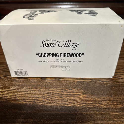 DEPT 56 SNOW VILLAGE CHOPPING FIREWOOD 54863 Christmas Man Boy - Picture 2 of 5