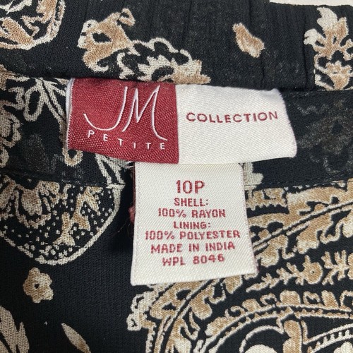 JM Collection Maxi Skirt Womens 10P Modest Floral Paisley White Black Boho Slit - Picture 3 of 7