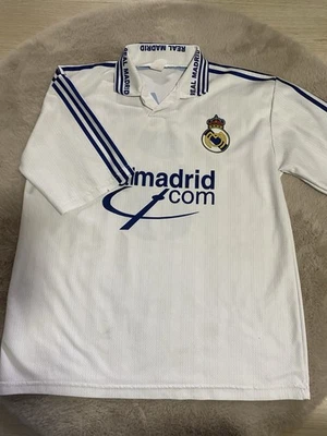 adidas Maillot domicile Vintage Real Madrid Zidane 5 2001-2002 M/L blanc bleu - Photo 1/4