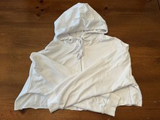 White Oversized Cropped Zip Up Hoodie - Size M
