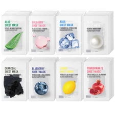 Korean Facial Sheet Mask 40pcs Collagen Essence Hydrating Daily Skincare Bulk