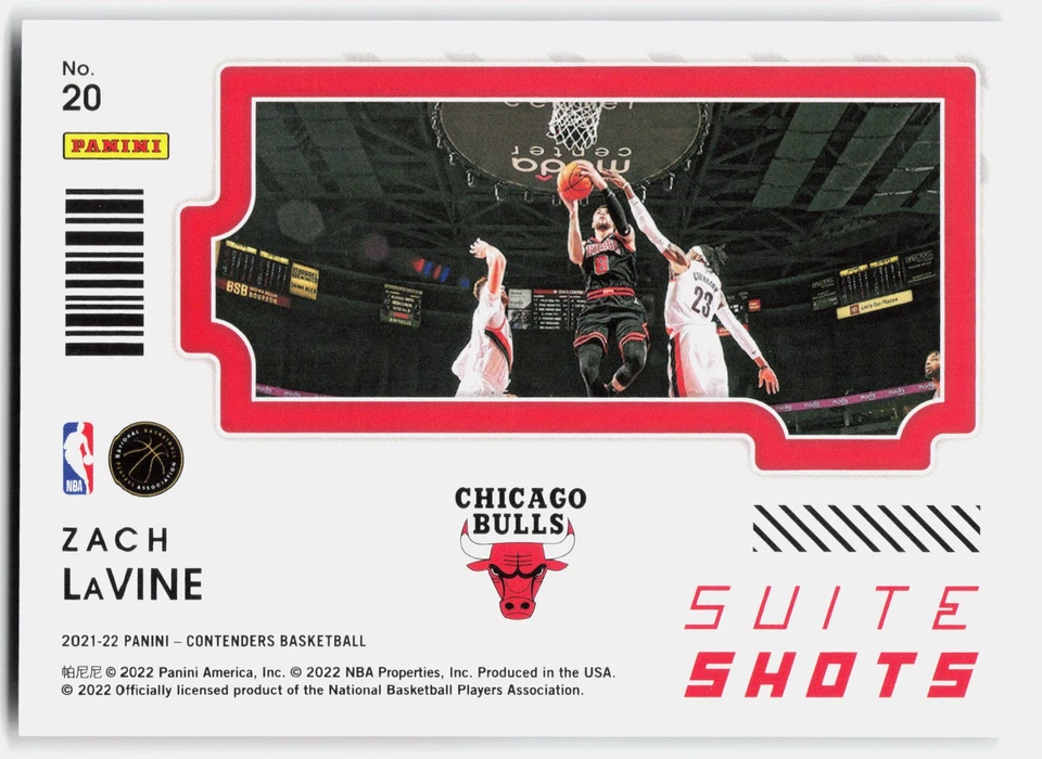 2021-22 Panini Contenders Suite Shots Zach LaVine #20 Chicago Bulls - Image 2 of 2