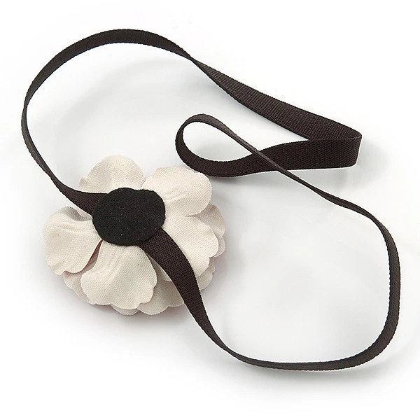 Diadema/envoltura elástica de cuero rojo con flor de amapola Foto 4 de 4