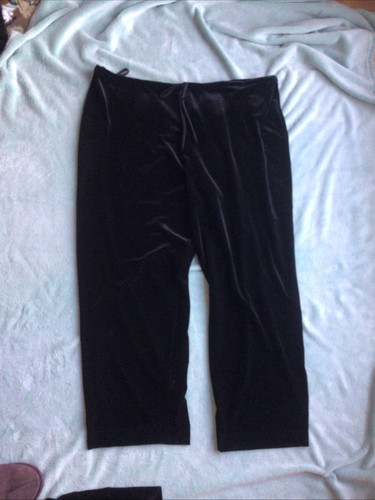 NATORI Natalie Black Velvet Pajama Lounge Set Feather Trim Pants Shirt Size 2X - Picture 10 of 14
