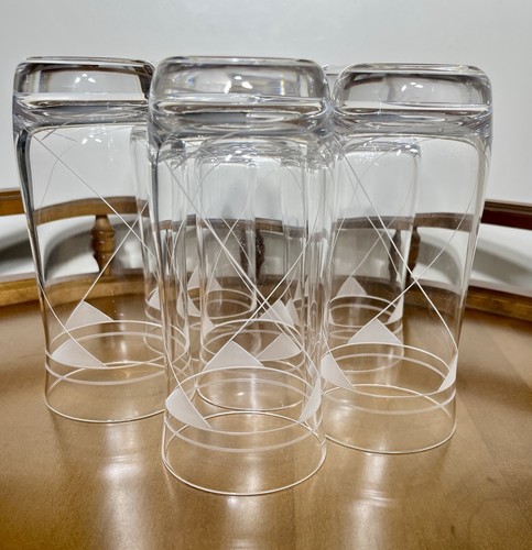 Mid Century Villeroy & Boch Kristall geätztes geometrisches Dreieck 6 Longdrinkglas - Bild 5 von 8
