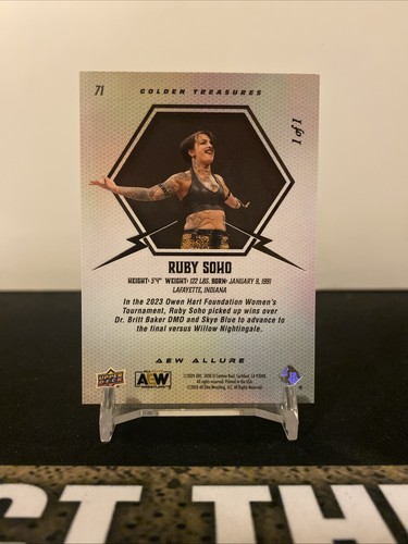 2024 Upper Deck AEW Allure Golden Treasures Ruby Soho 1/1 - Picture 2 of 2