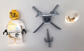 Lego Ninjago Zane ZX njo0018, w/Armor & 2-Swords & SAI Dagger 2171 Minifigure