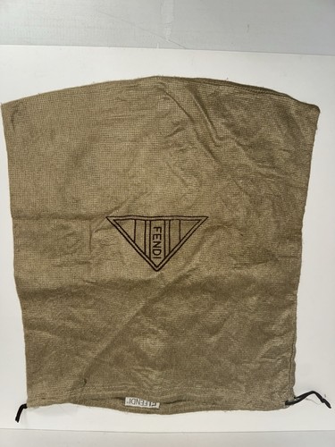 VINTAGE FENDI BRAUN BEIGE HANDTASCHE GELDBEUTEL ABDECKUNG STAUBBEUTEL "L X " MIT KORDELZUG - Bild 1 von 3