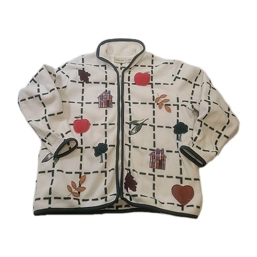 Vtg Classic Elements Fall Zip Cardigan Embroidered Granny Teacher XL Petite - Picture 12 of 13