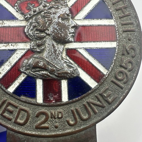 Queen Elizabeth II Coronation celebration grille badge 2nd June 1953 Enamel - Picture 7 of 23