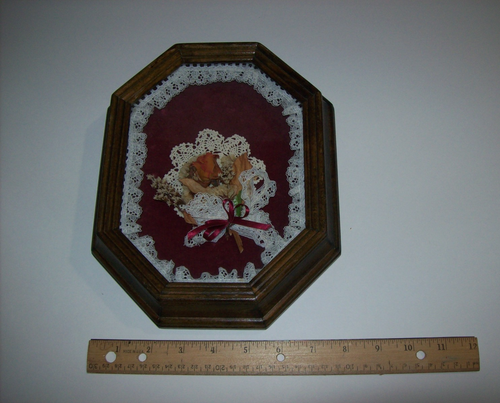 Vintage Shadow Box Frame Dried Flowers Corsage with Lace, Shabby Chic, Handmade - Picture 13 of 15