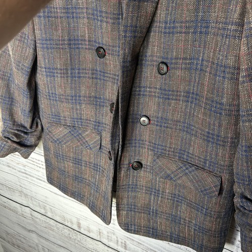 Veronica Beard Beacon Dickey Open Front Blazer Jacket Brown Check Womens Size 12 - Picture 4 of 12