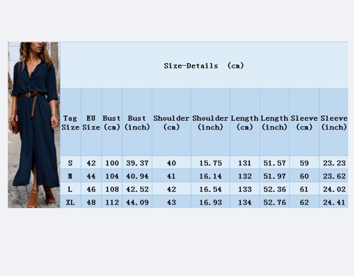 👗Womens V Shirt Dress Neck OL Belted Sleeve Dress Casual Ladies Long Work Midi - Picture 16 of 22