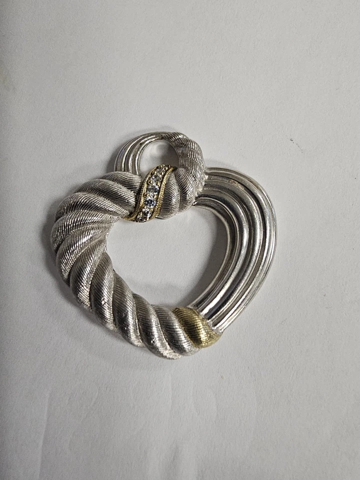 Judith Ripka Sterling Silver 925 Open Heart Pendant 1.5" Long 17grams — 第 2/4 张图片