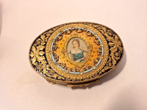 Antikes kompaktes - Made in Italy - handgemaltes MINIATURPORTRAIT - keine Beschädigungen! - Bild 3 von 21
