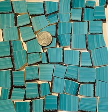Broken China Mosaic Craft Supply - Turquoise Blue Brushstroke Tiles E462