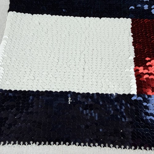 Tommy Hilfiger Pullover Damen XL weiß Logo Pailletten Glitzer Grafik Langarm - Bild 4 von 17