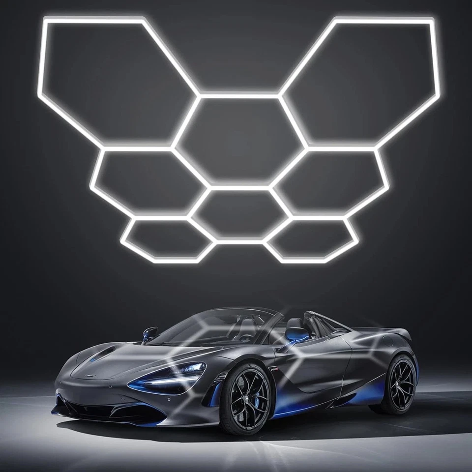 OYAJIA 8 Hexagon LED Lighting Garage Lights Car Detail Workshop Honeycomb BIG SALE