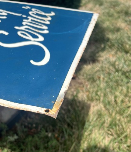 Vintage Mobilgas Let's Show You "Friendly Service" Advertising Sign 36" x 15" - Picture 5 of 9