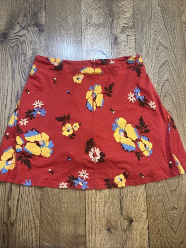 Toad & Co Organic Cotton Blend Skort Skirt w/Shorts Red Floral, Women's M