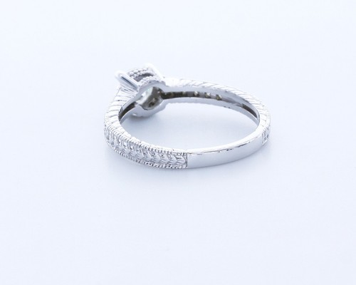 Anillo de acento vintage de oro de 14K de corte redondo E/VS1 de diamantes creados en laboratorio certificado 0,8 quilates - Imagen 4 de 4