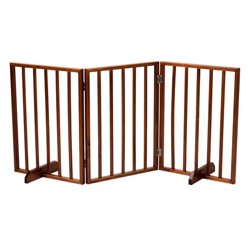 Wooden Dog Fence Brown Outdoor Pet Barrier Expandable Safety Gate - Picture 3 of 12