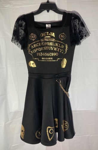 Ouija Kleid schwarz mit Goldkette Junior Xl Spirit oder XS Erwachsene Witchy Goth süß