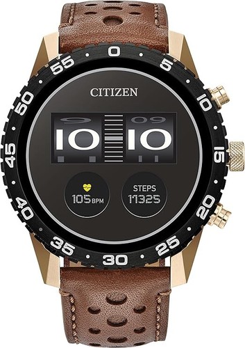 Reloj inteligente Citizen CZ con pantalla táctil inteligente de cuero marrón 44MM MX1016-28X - Imagen 1 de 3