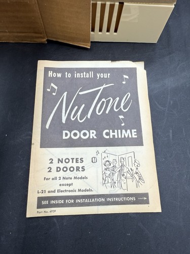 VINTAGE Modern CHAMPION Ivory BELL Chime 2-Door Mid-Century NEW NuTone L-12N - Picture 5 of 7