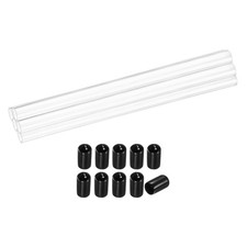 5Pcs Clear Rigid Acrylic Pipe, 6mm ID x 8mm OD 6" Round Plastic Tube with Cap
