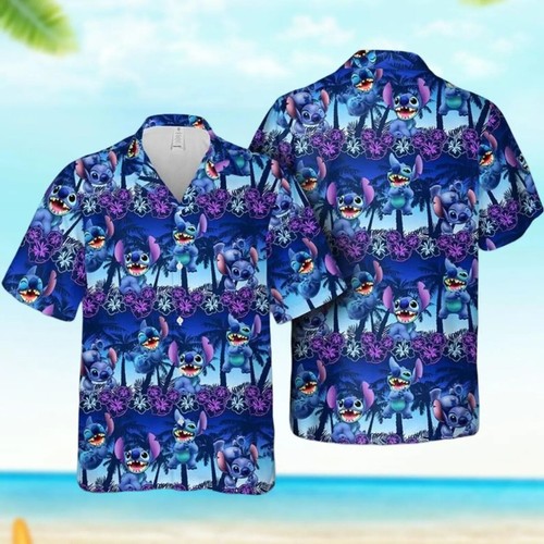 Stitch Hawaiihemd Lilo und Stitch lustiges Strandhemd Disneyland Aloha Shirts - Bild 1 von 3