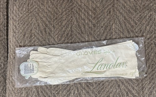 Ladies VINTAGE LANOLAV  14” Formal winter white Evening Gloves Soft Leather
