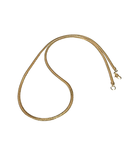 Vintage goldfarbene breite Fischgrät Gliederkette Halskette 24" Kostüm Retro Mode - Bild 3 von 24